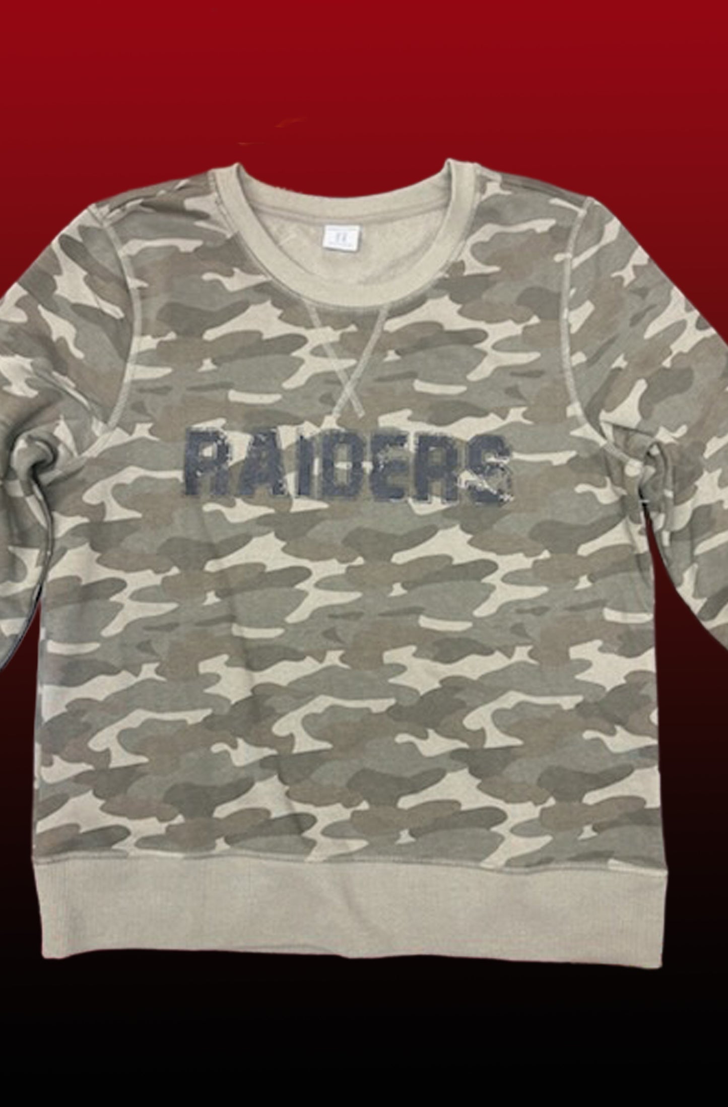 Green Camo Crewneck Sweatshirt (Distressed Raider Logo Black)