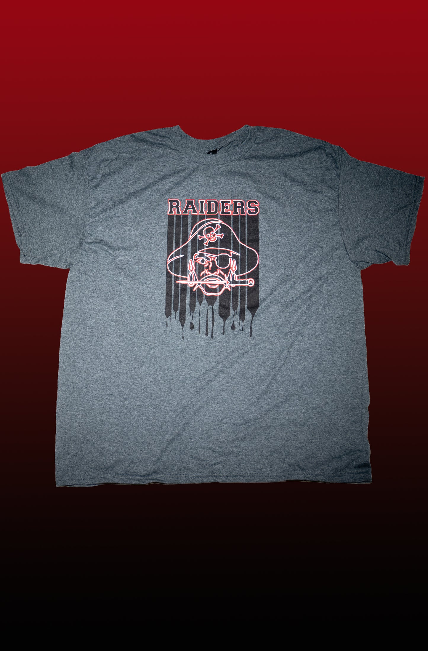 Short Sleeve T-Shirt Raider head waterfall (gray black & red logo)