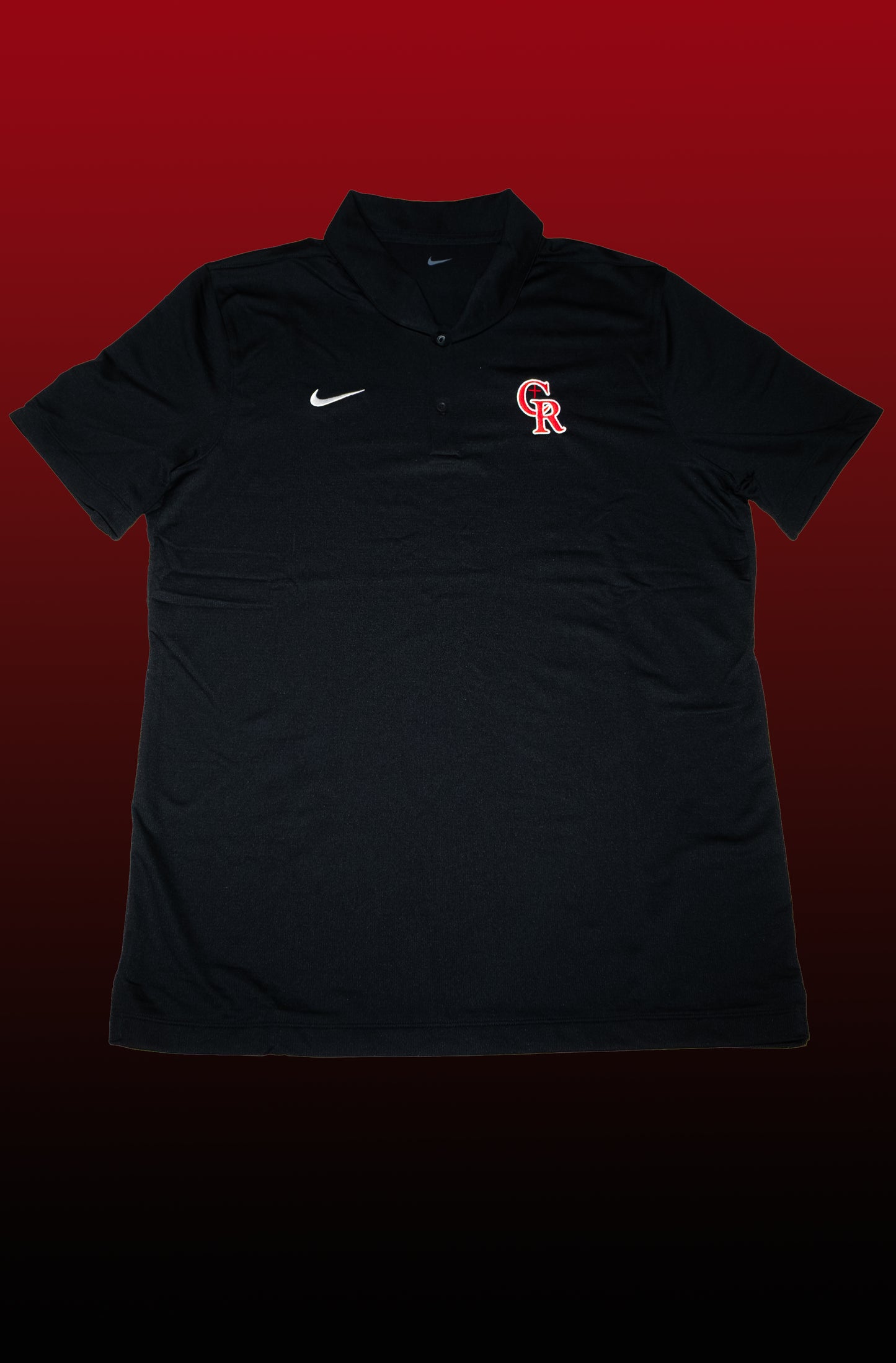 Short Sleeve Nike Polo Shirt "CR" (black, red logo)