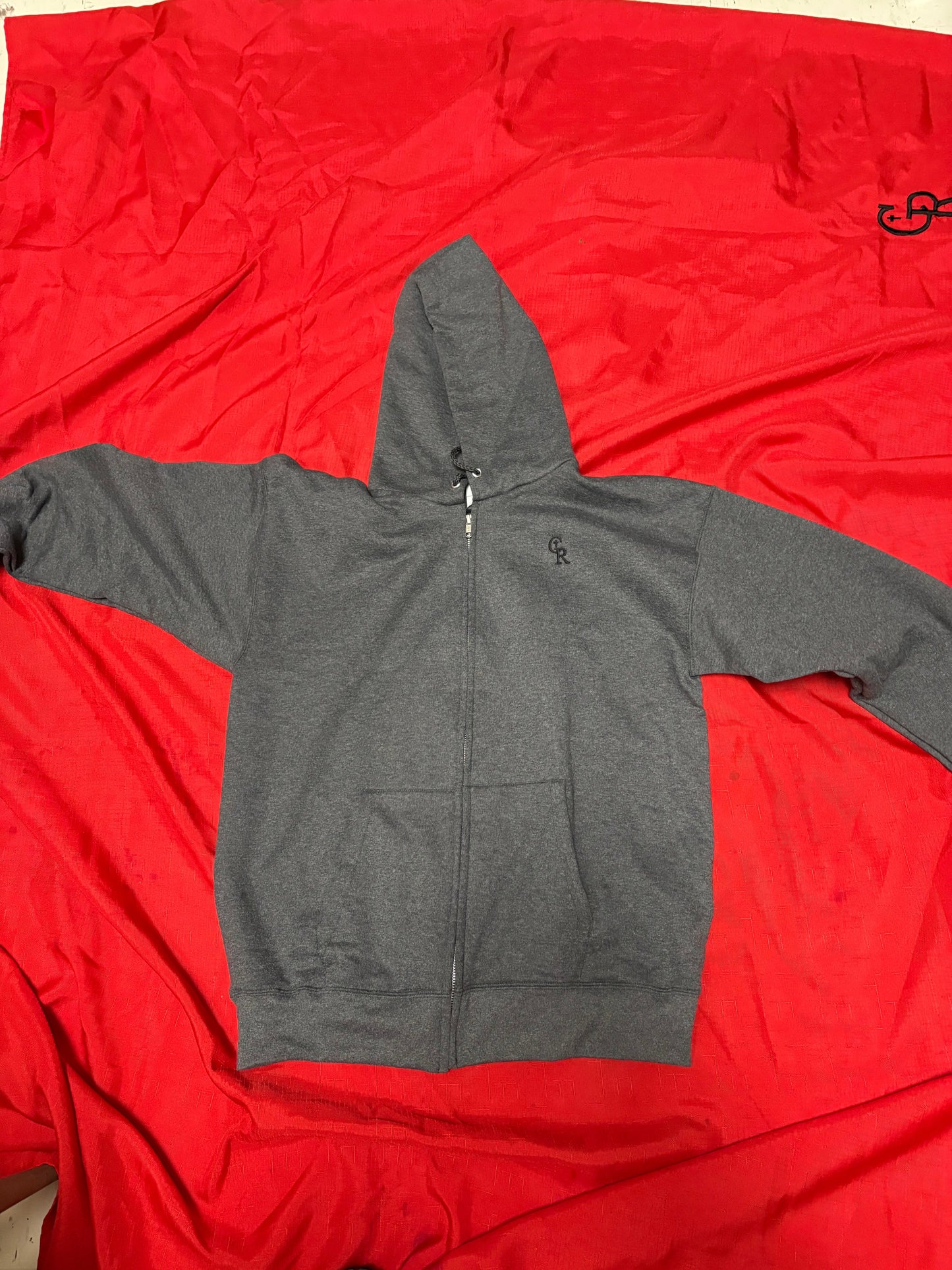 CR Heather Gray Zip Up (Black Logo)