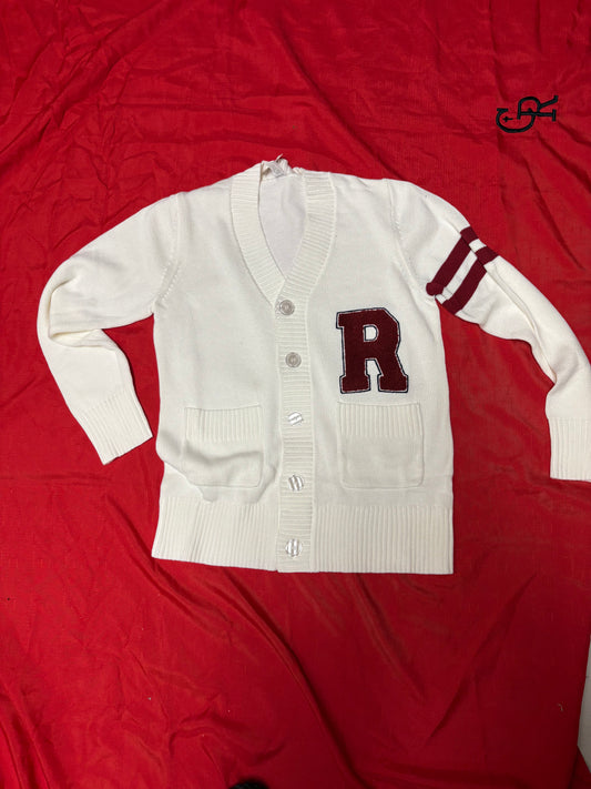 Letter Sweater (White, Red Stripes)