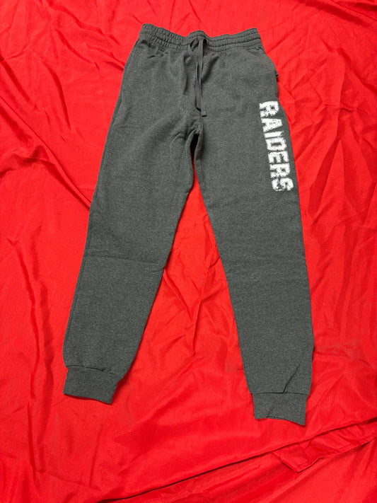 Joggers "Raiders" (Charcoal Gray, White Distressed Logo)