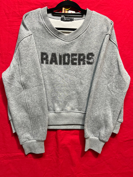 V-Neck Crop Sweatshirt "Raiders" (Dark Gray)