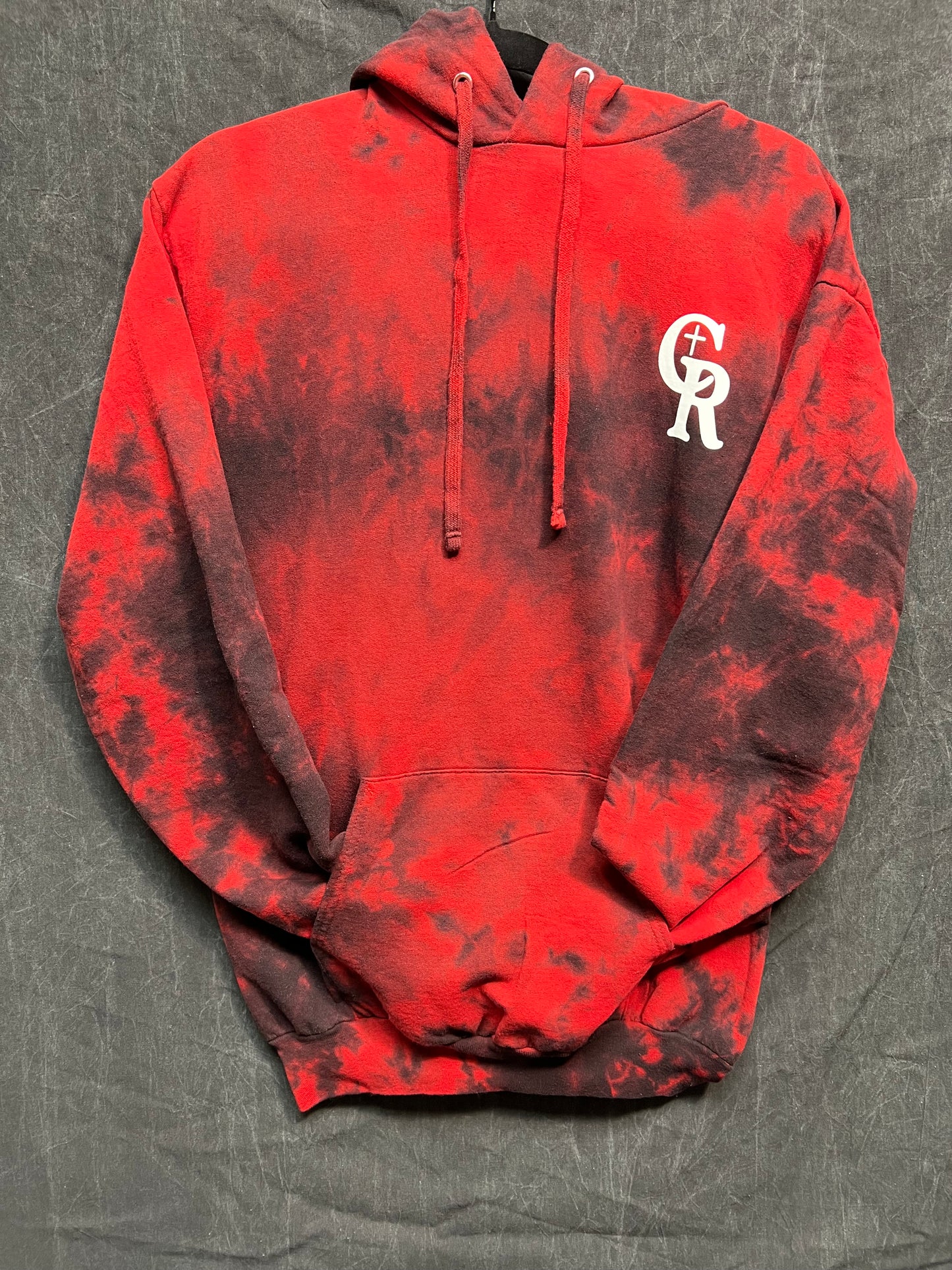 Tye Dyed Hoodie (Red/Black, White logo)