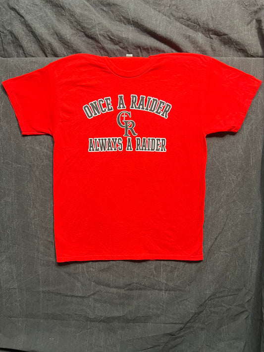 Short Sleeve T-Shirt "Once a raider" (Red, black logo)