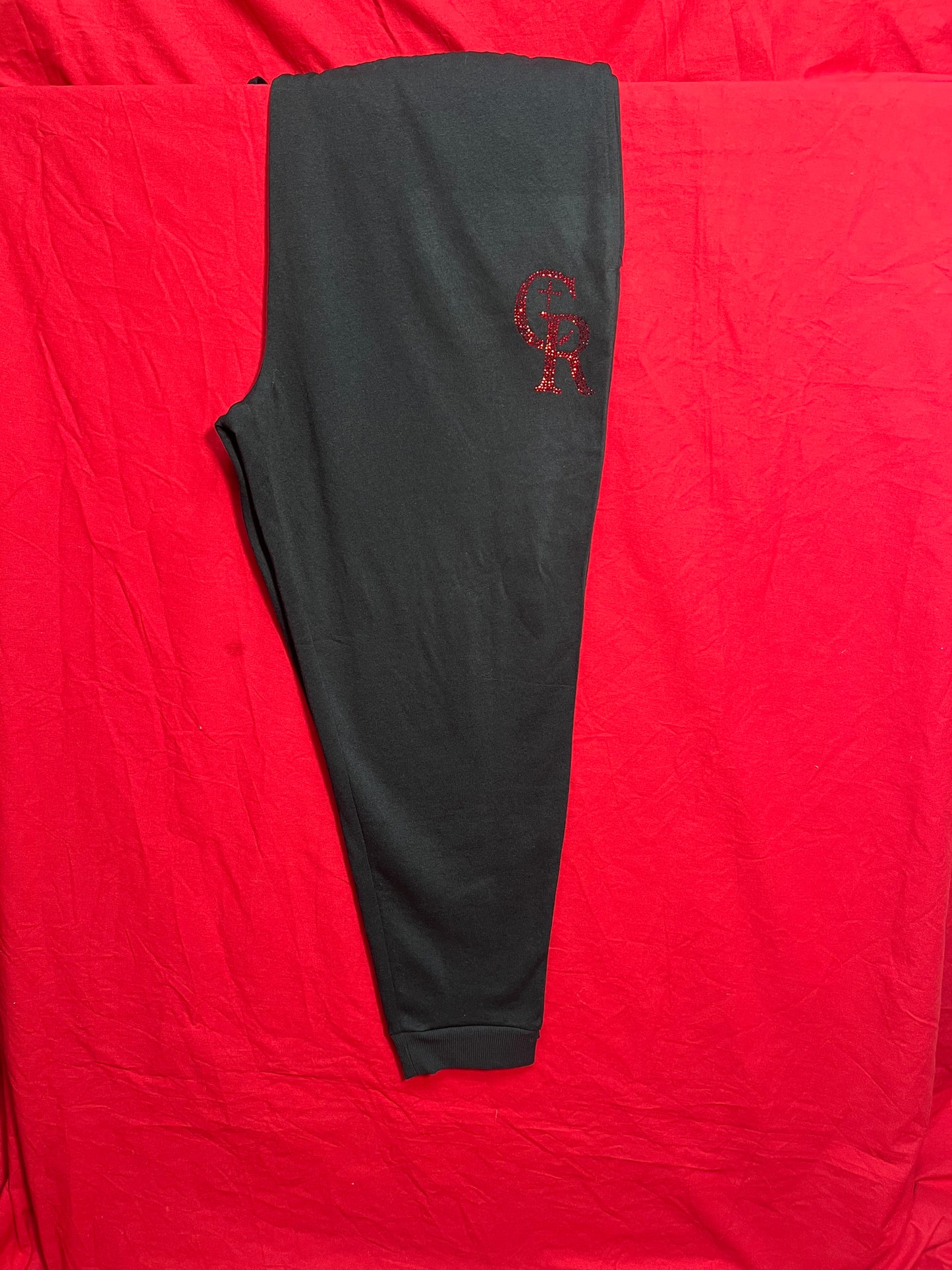 Joggers "CR" (Black, red sparkle logo)