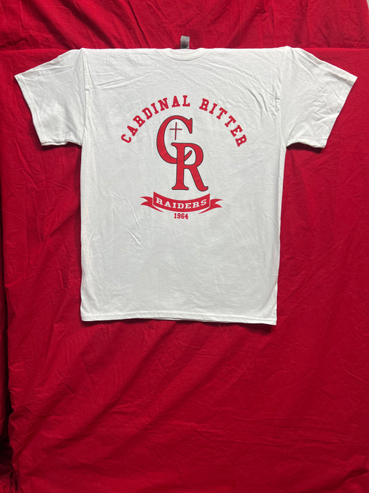 Short Sleeve T-Shirt Full Logo with year (White, red logo)