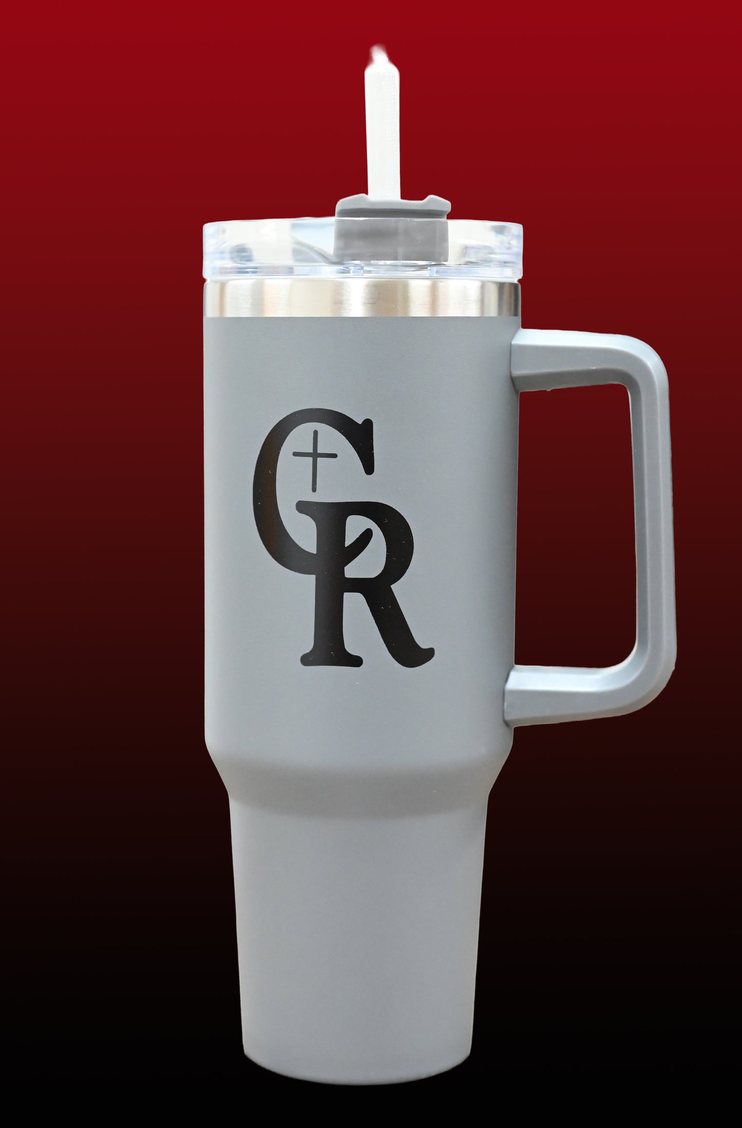 Insulated CR Travel Mug with Straw-Grey