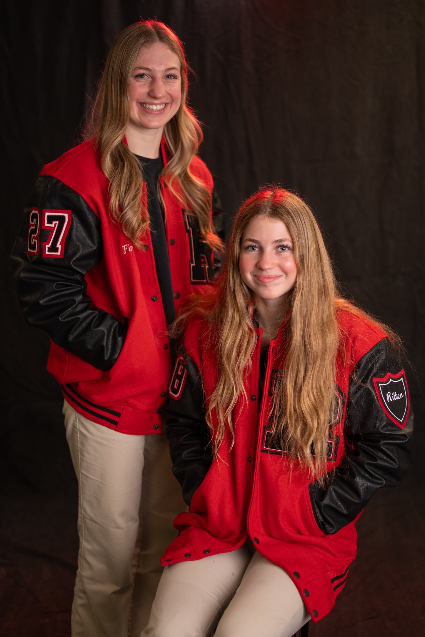 Letter Jacket (Red, Black Sleeves,Black Stripes)
