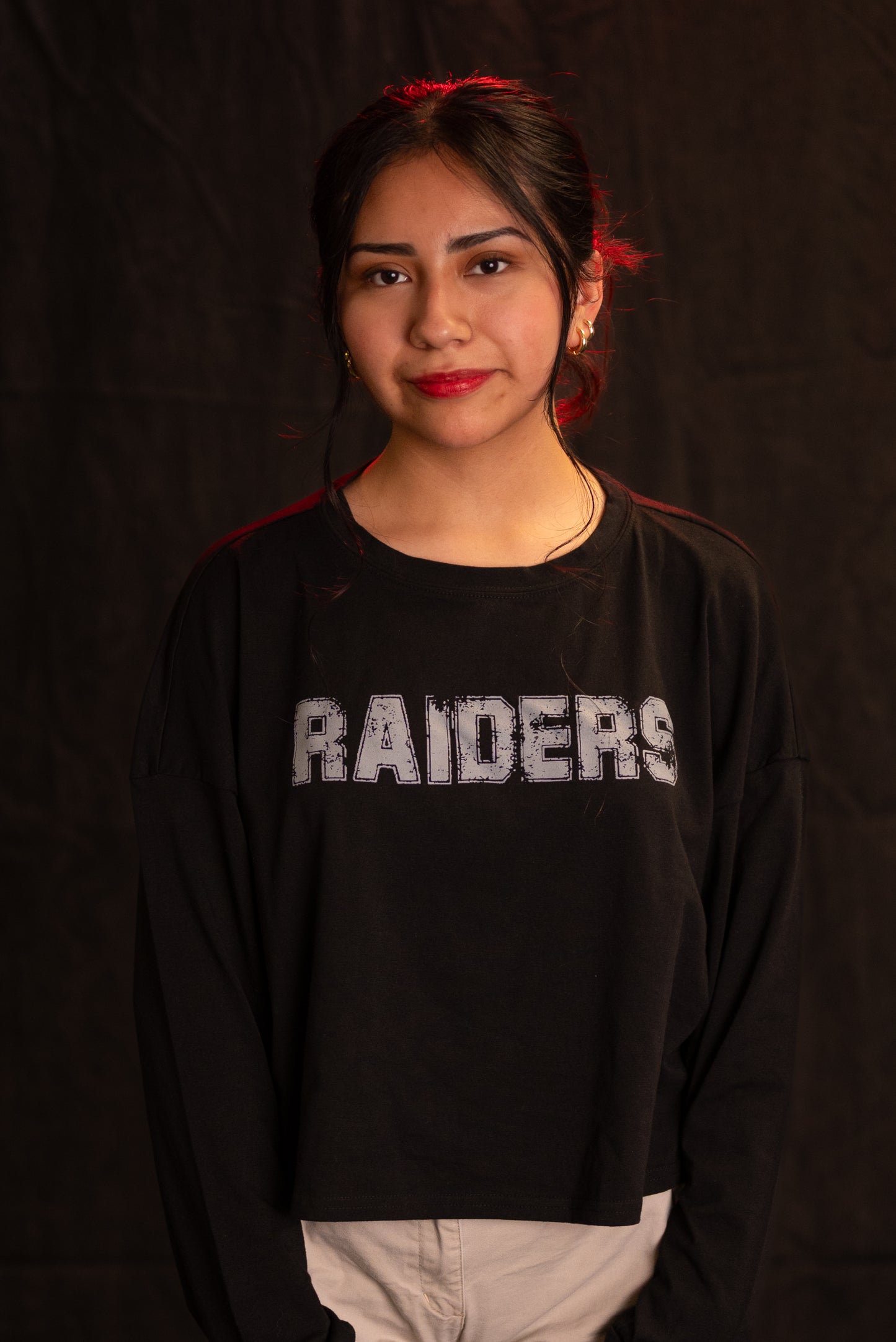 Long Sleeve T-Shirt Crop "Raiders" (Black)