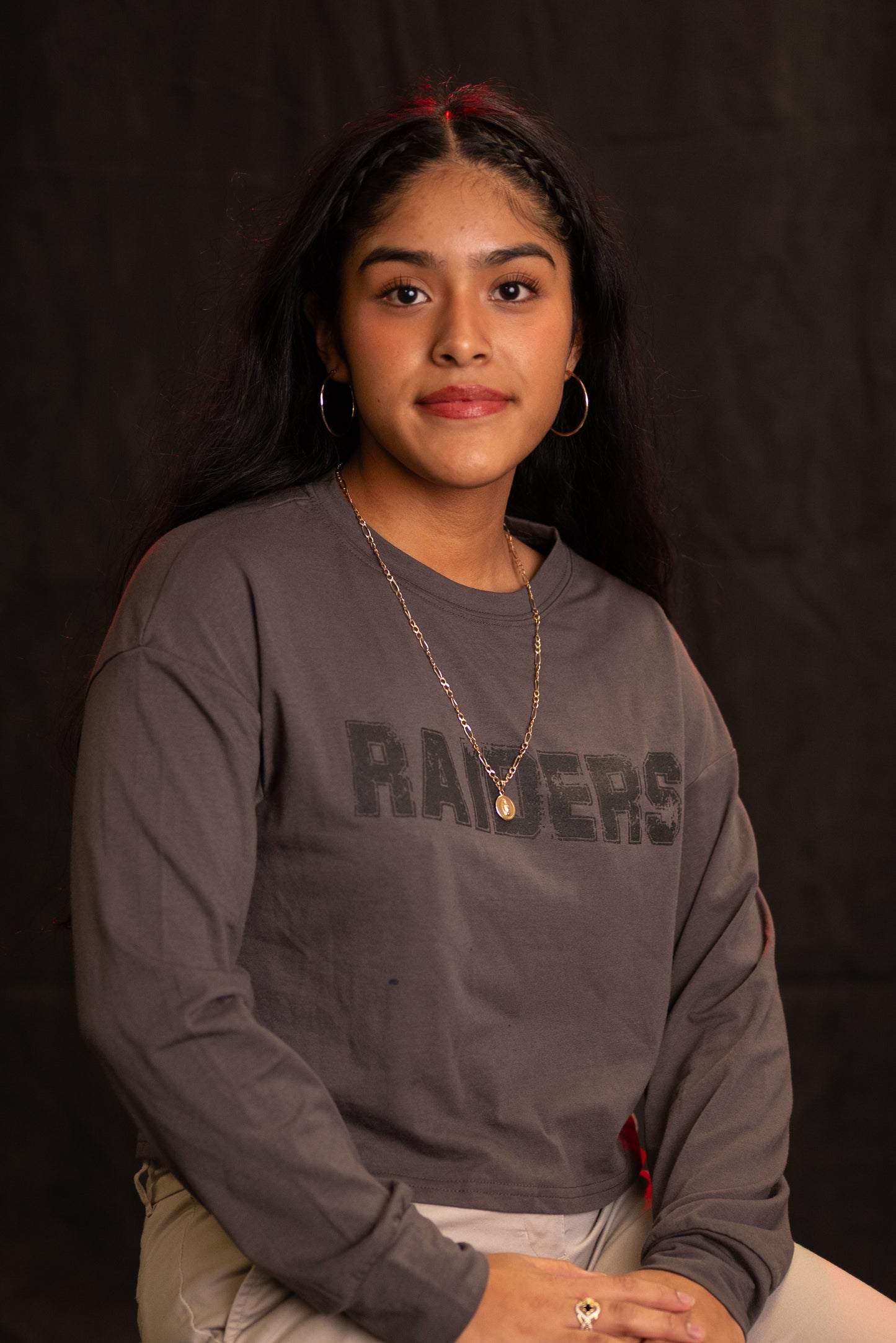 Long Sleeve T-Shirt Crop "Raiders" (Dark Gray)