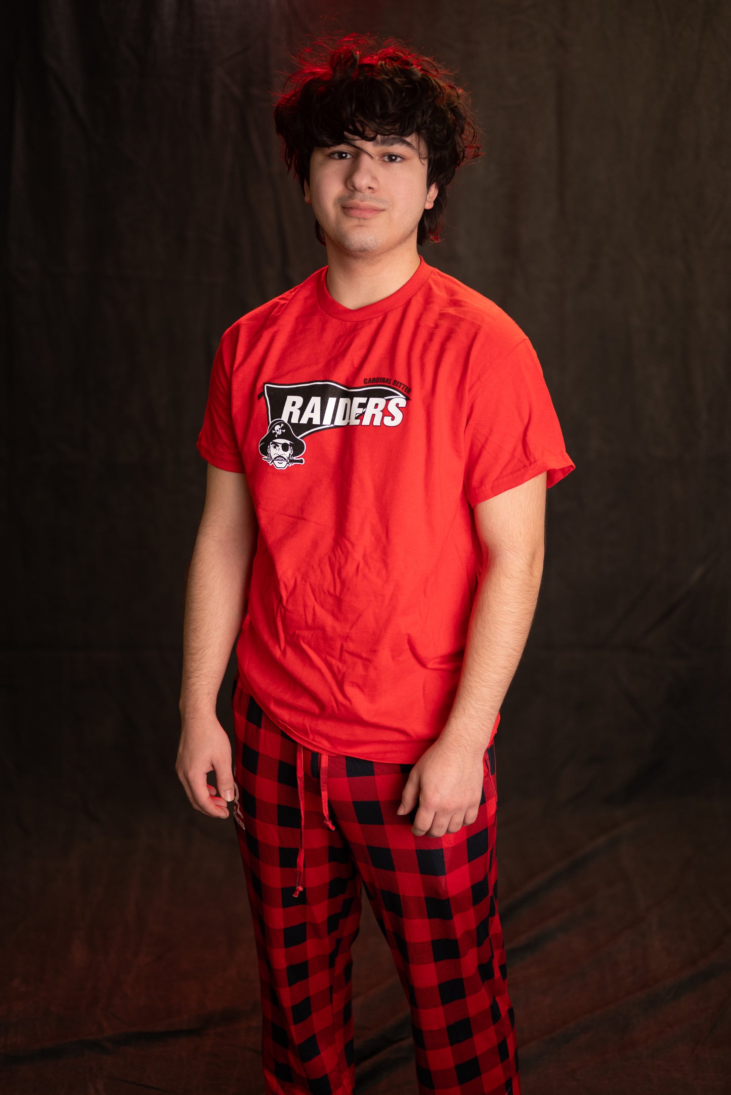 Mens PJ Pants (Red Plaid, White Logo)