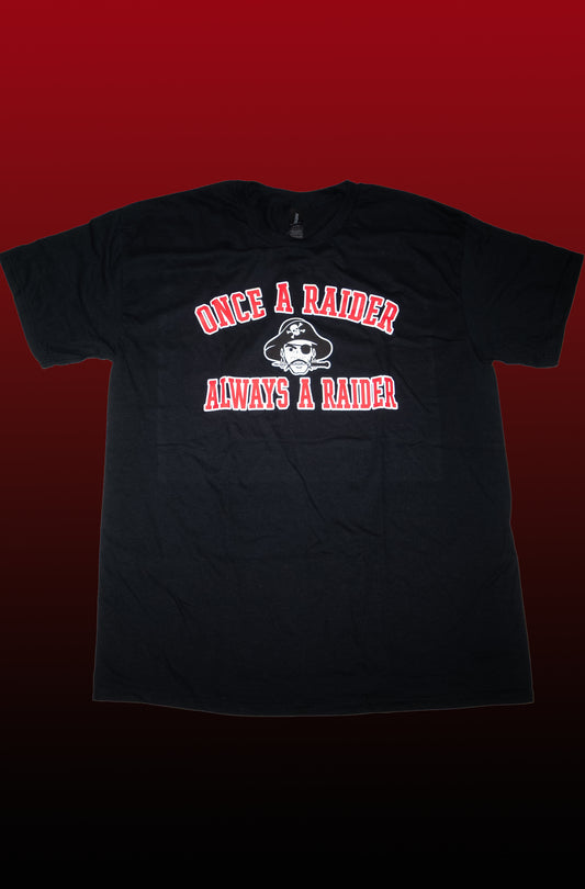 Short Sleeve T-Shirt "once a raider" (black, red & white logo)