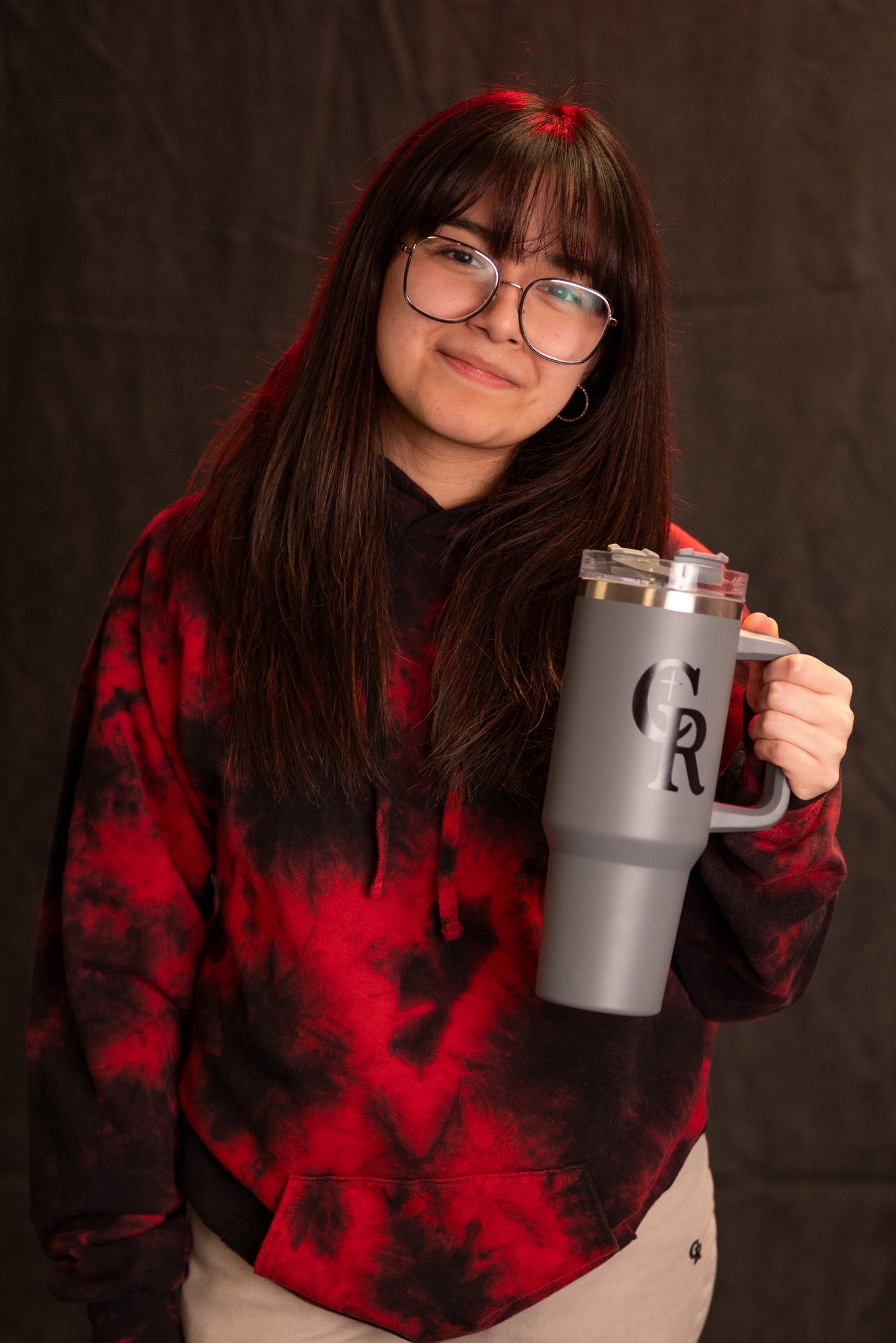 Tye Dyed Hoodie (Red/Black, White logo)